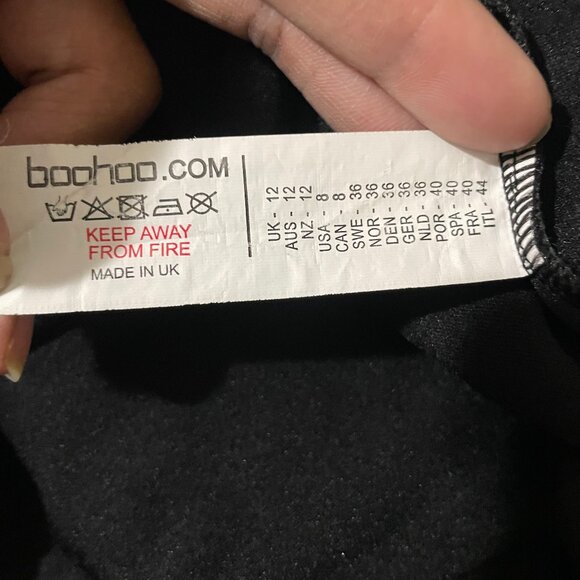 Boohoo Night Women's Black Puff Sleeve V-Neck Lace Midi Dress Size 8 Sexy - Picture 11 of 12